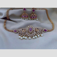 Kavita Art Elegant Gold Plated Austrian Stones And Pearl Choker Necklace Set