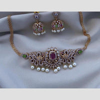 Kavita Art Elegant Gold Plated Austrian Stones And Pearl Choker Necklace Set