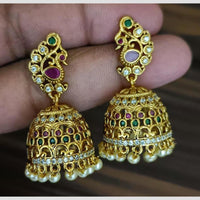 Kavita Art Gold Plated Austrian Stone And Pearl Jhumki Earrings