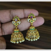 Kavita Art Gold Plated Austrian Stone And Pearl Jhumki Earrings