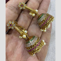 Kavita Art Gold Plated Austrian Stone And Pearl Jhumki Earrings