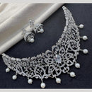 Kavita Art Silver Plated American Diamond Choker Necklace Set