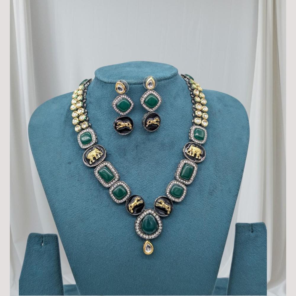 Kavita Art Gold Plated Pota Stone Necklace Set