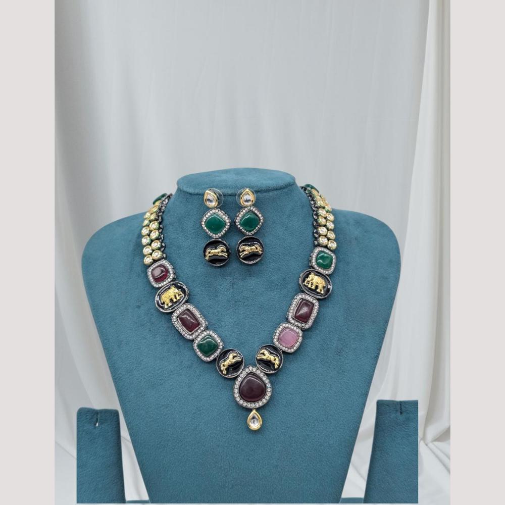 Kavita Art Gold Plated Pota Stone Necklace Set