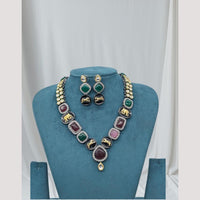 Kavita Art Gold Plated Pota Stone Necklace Set