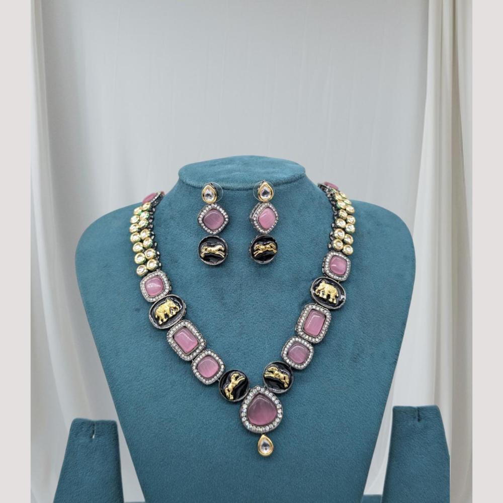 Kavita Art Gold Plated Pota Stone Necklace Set