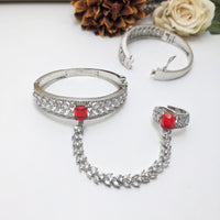 Kavita Art Silver Plated American Diamond Hand Harness for Women