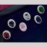 Kavita Art Silver Plated American Diamond Ring