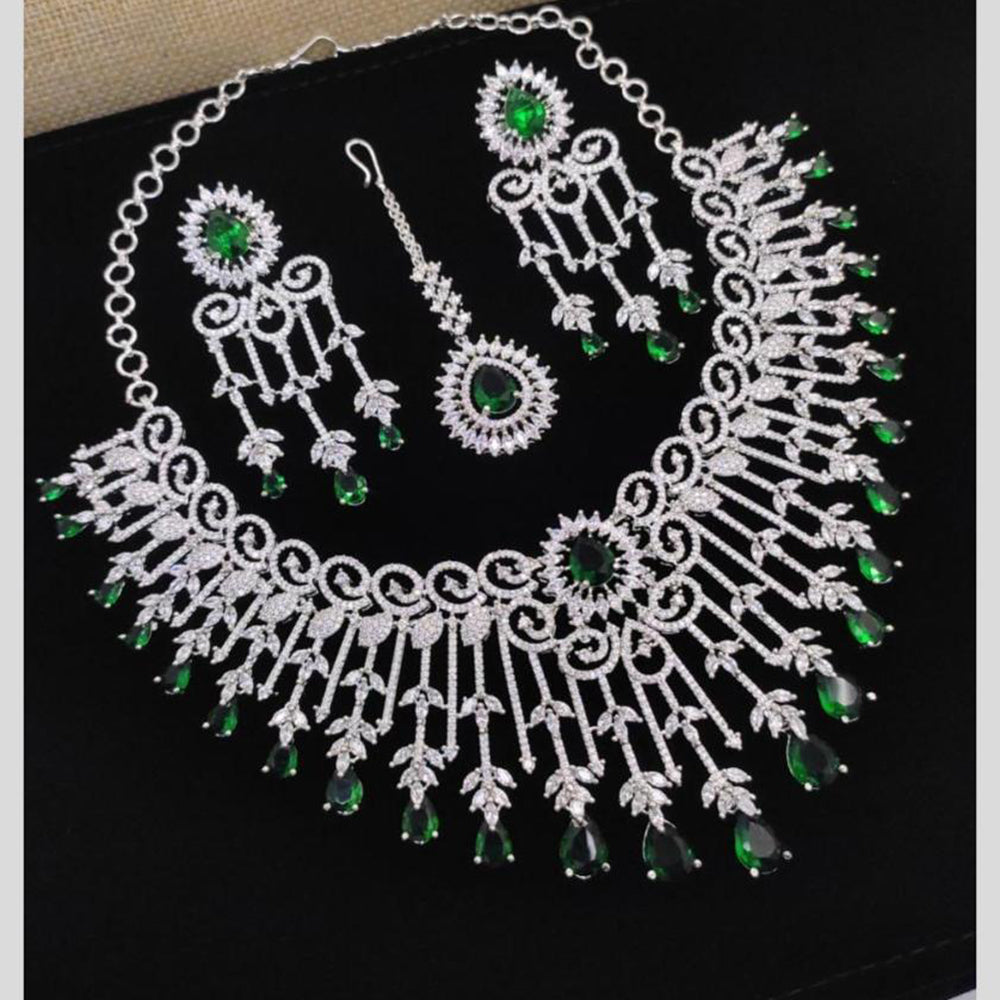 Kavita Art Silver Plated American Diamond Necklace Set