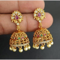 Kavita Art Gold Plated Austrian Stone And Pearl Jhumki Earrings