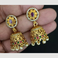 Kavita Art Gold Plated Austrian Stone And Pearl Jhumki Earrings