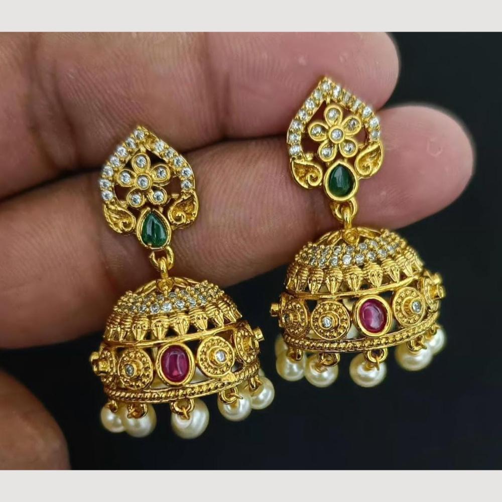 Kavita Art Gold Plated Austrian Stone And Pearl Jhumki Earrings
