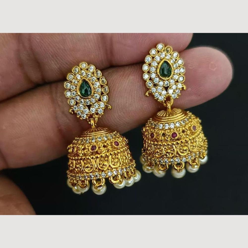 Kavita Art Gold Plated Austrian Stone And Pearl Jhumki Earrings