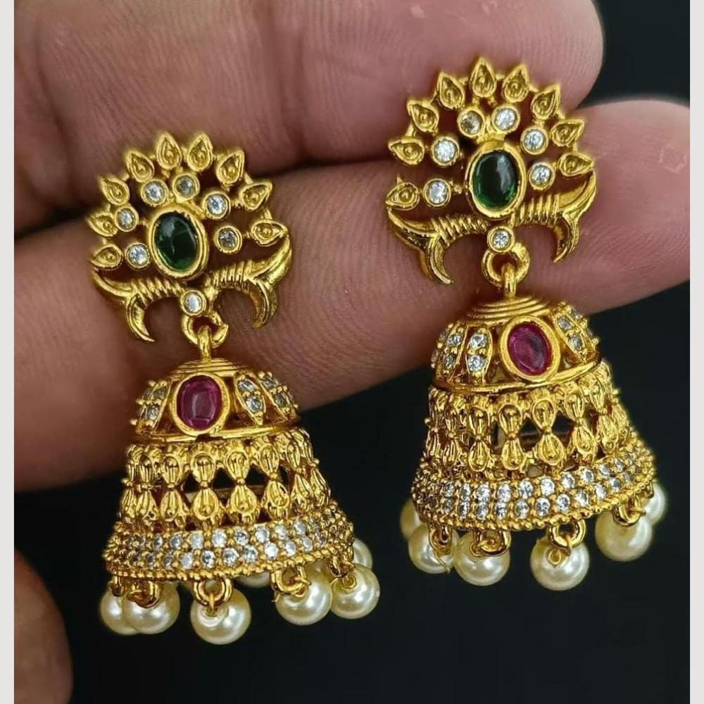 Kavita Art Gold Plated Austrian Stone And Pearl Jhumki Earrings