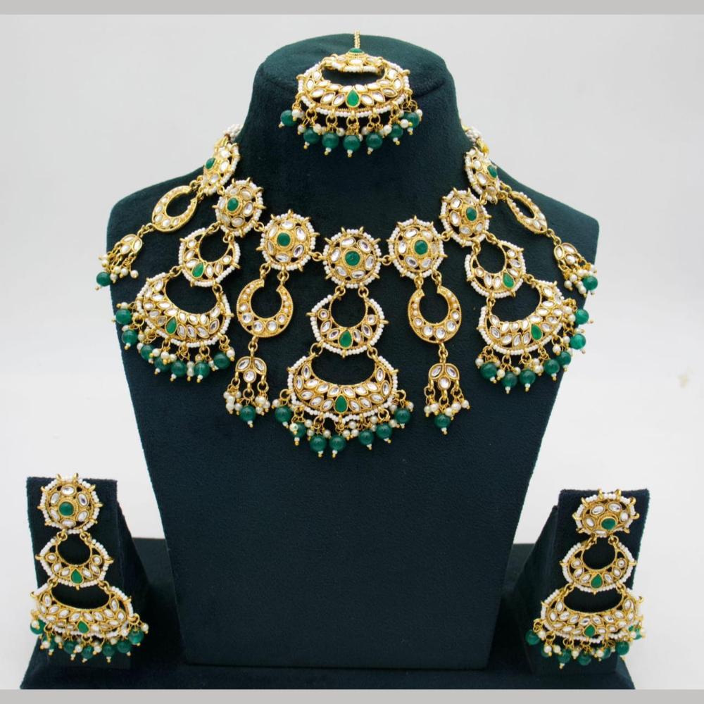 Kavita Art Gold Plated Kundan And Beads Choker Necklace Set