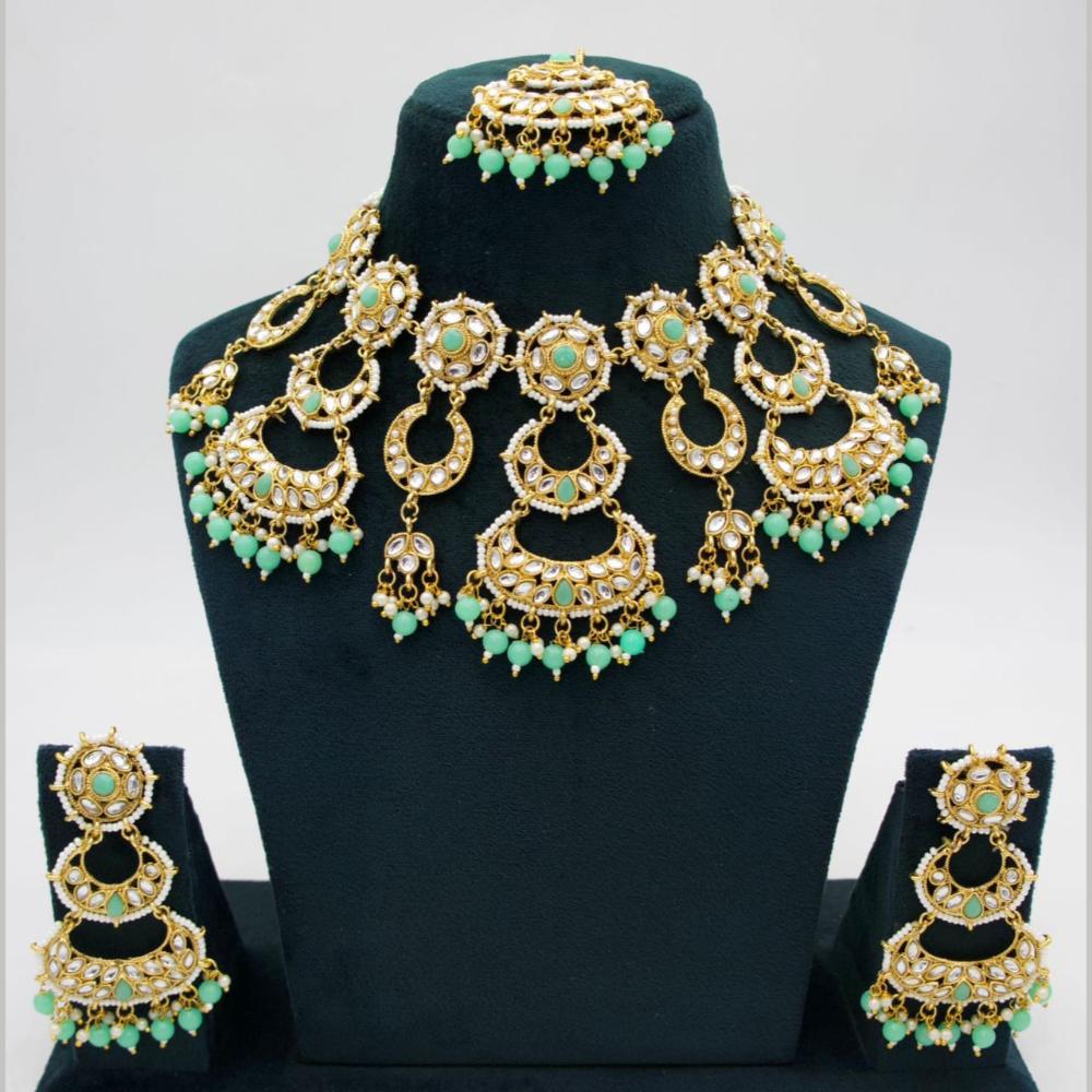 Kavita Art Gold Plated Kundan And Beads Choker Necklace Set