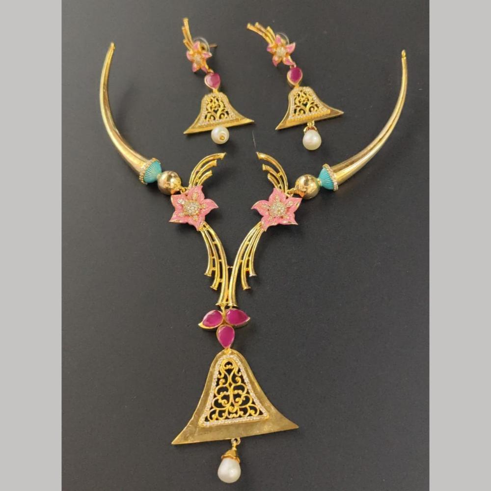 Kavita Art Gold Plated Austrian Stone And Beads Necklace Set