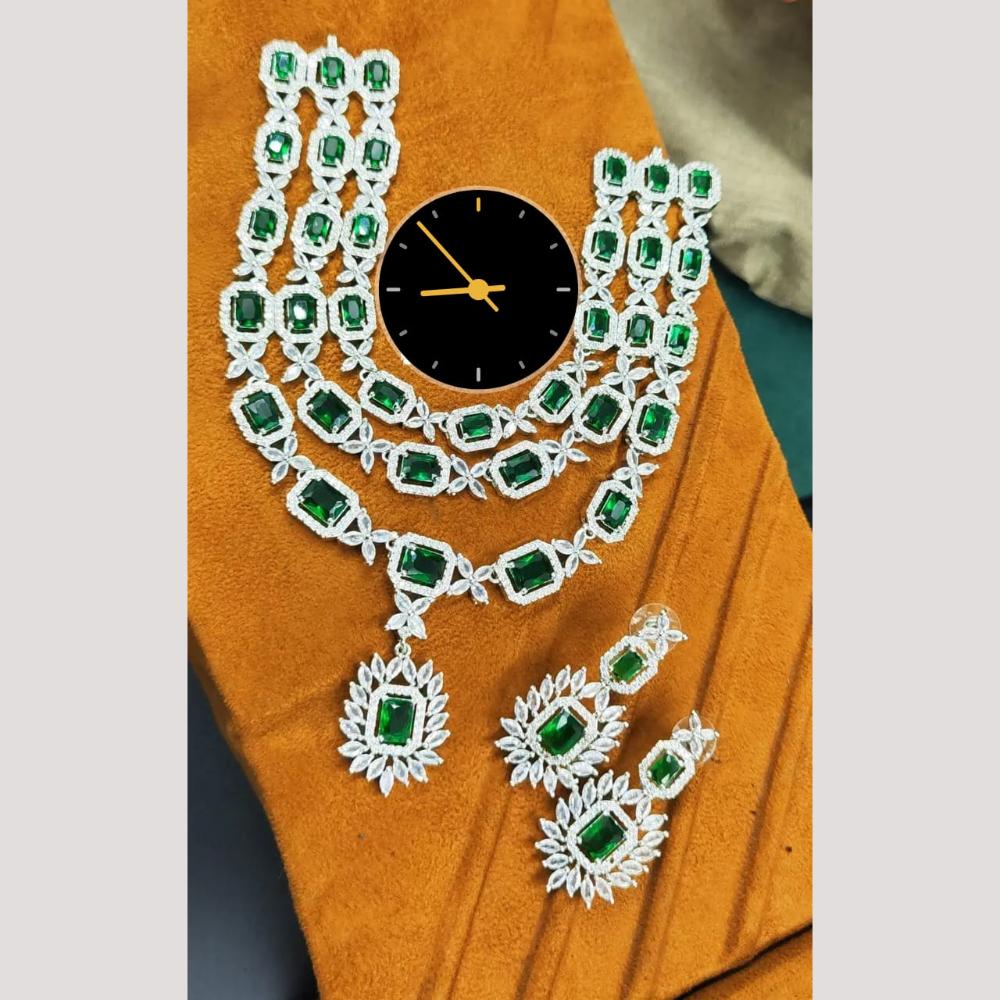 Kavita Art Silver Plated American Diamond Necklace Set
