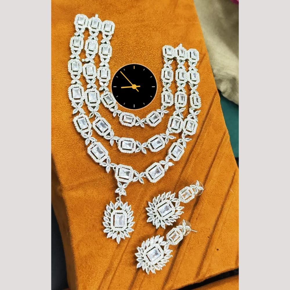 Kavita Art Silver Plated American Diamond Necklace Set