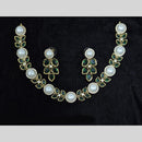 Kavita Art Floral Inspired Green Stone And Pearl Necklace Set