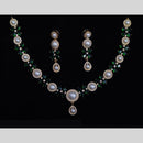 Kavita Art Floral Inspired Green Stone And Pearl Necklace Set
