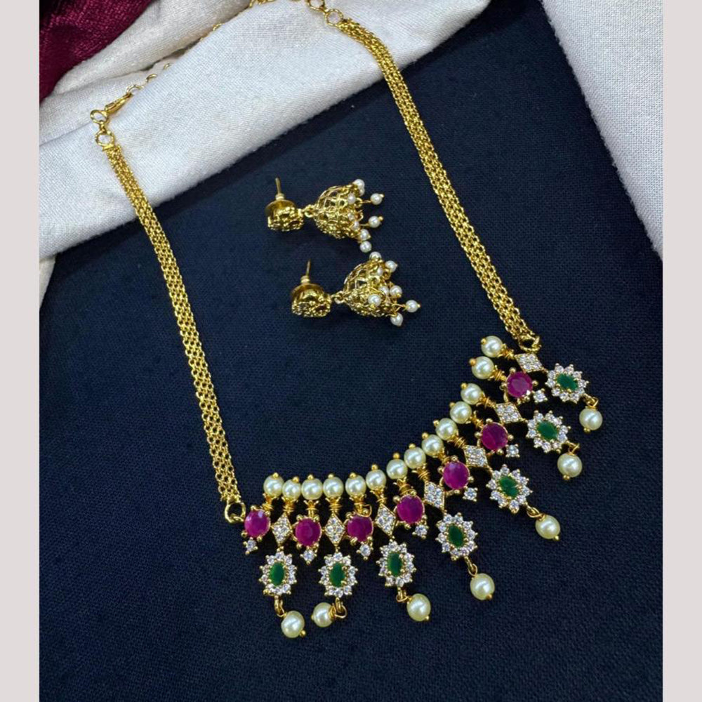 Kavita Art Traditional Austrian Stone And Pota Pearl Necklace Set