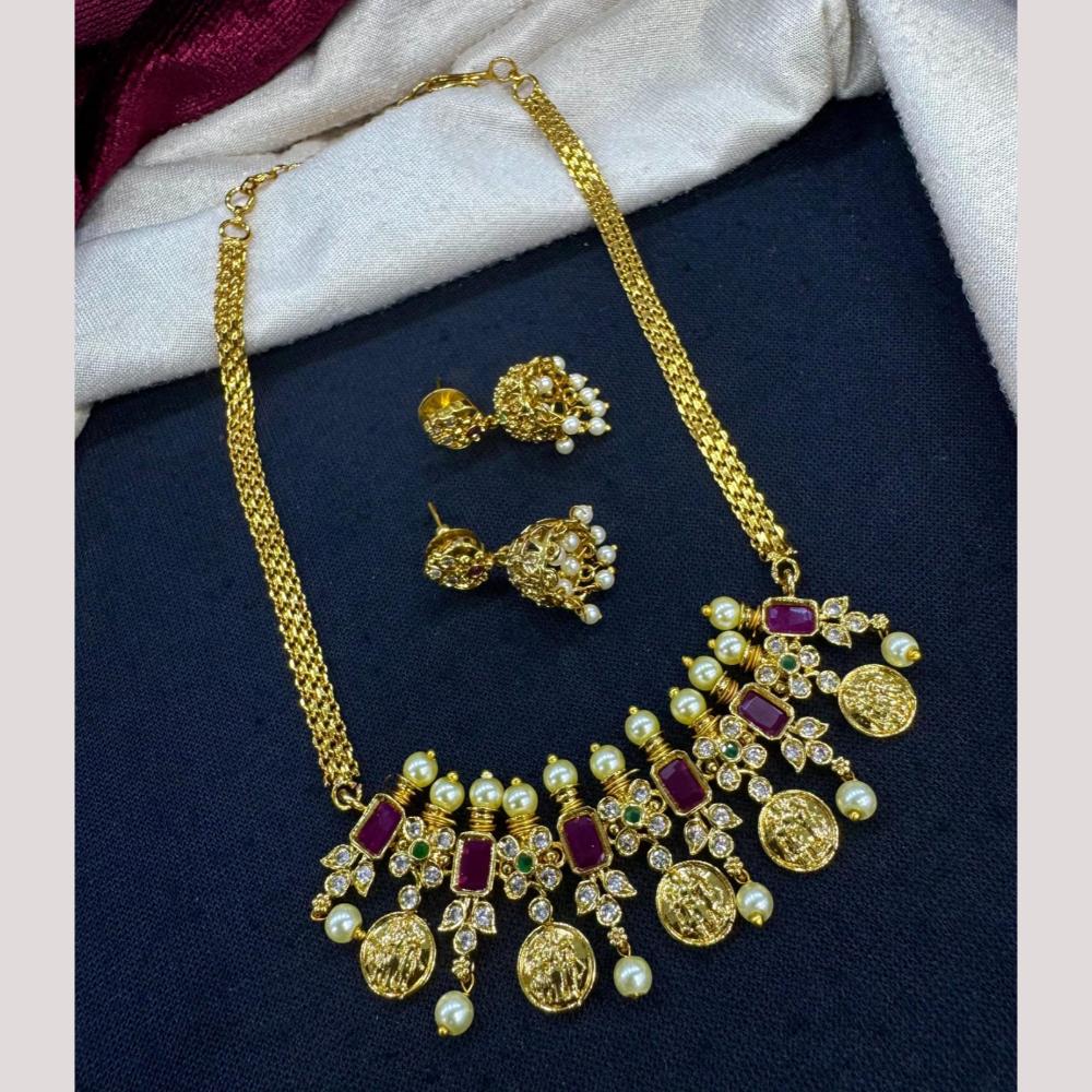 Kavita Art Traditional Austrian Stone And Pota Pearl Necklace Set