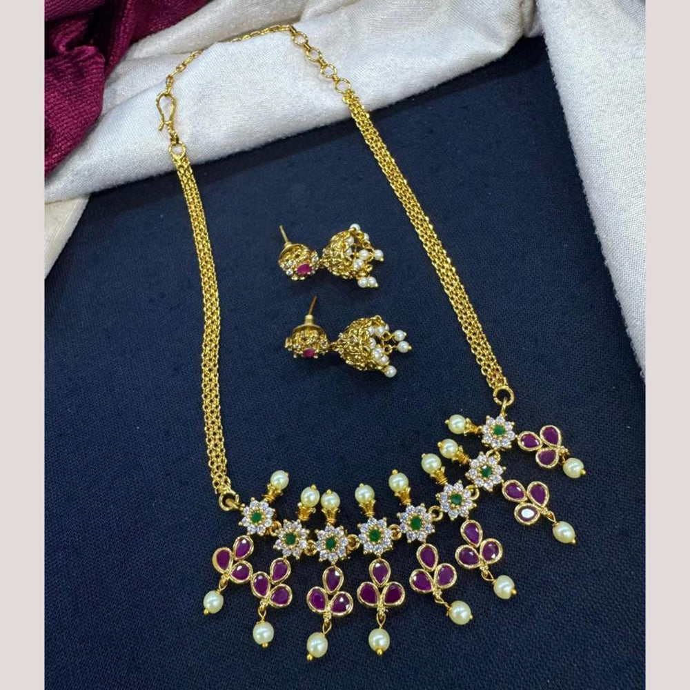 Kavita Art Traditional Austrian Stone And Pota Pearl Necklace Set