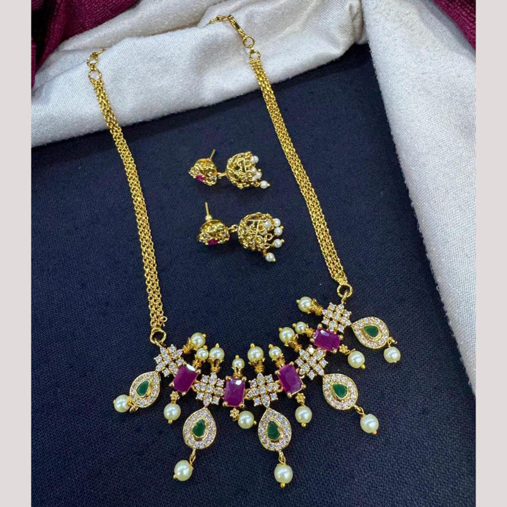 Kavita Art Traditional Austrian Stone And Pota Pearl Necklace Set