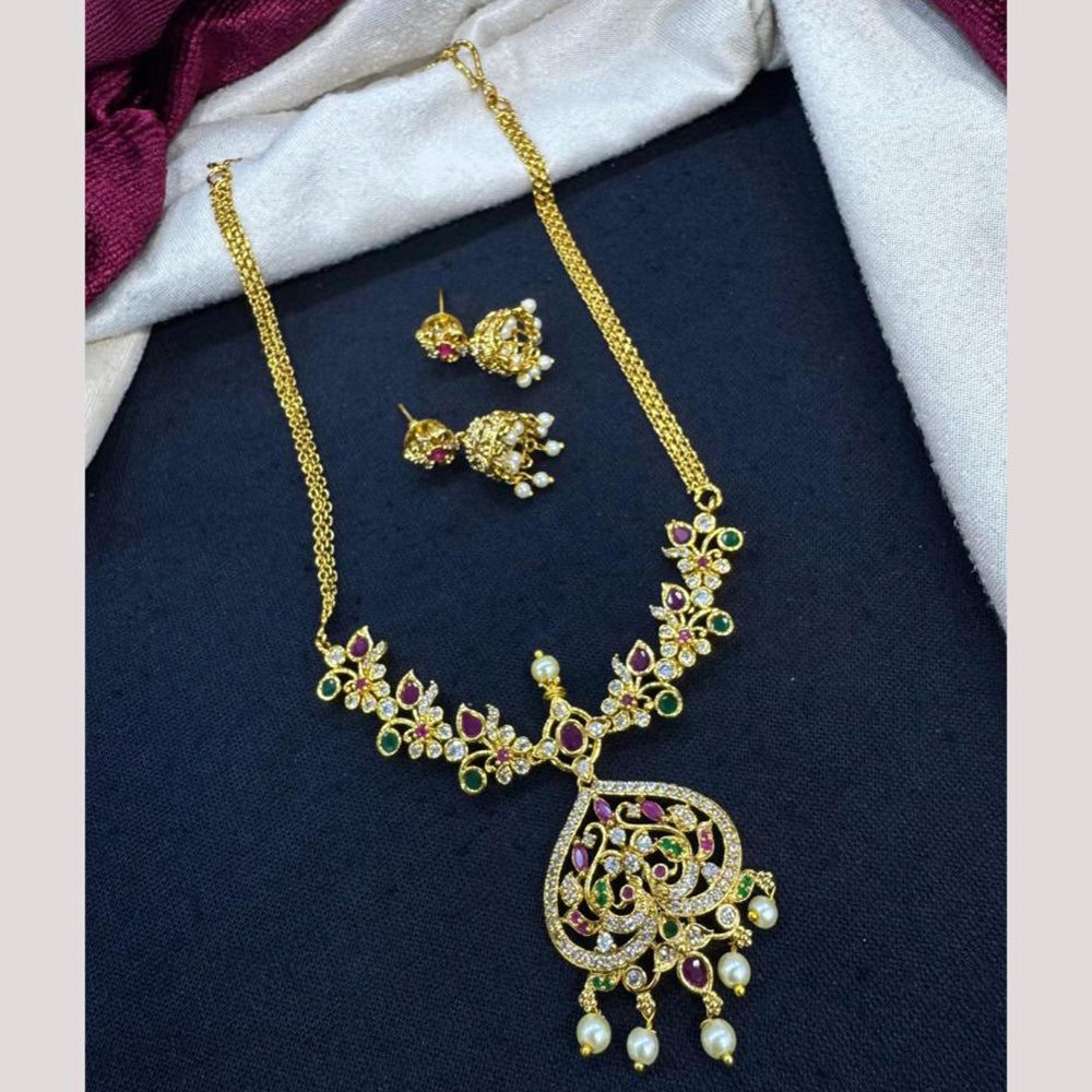 Kavita Art Traditional Austrian Stone And Pota Pearl Necklace Set