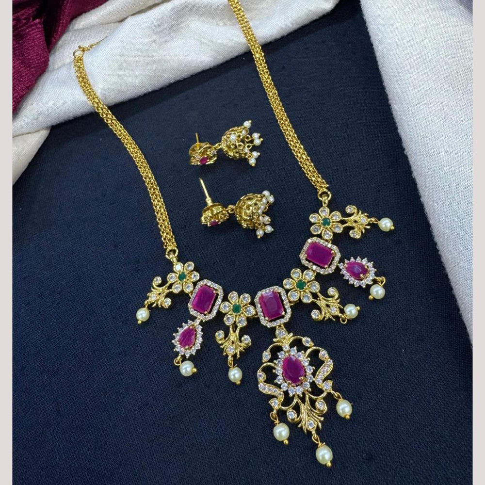 Kavita Art Traditional Austrian Stone And Pota Pearl Necklace Set