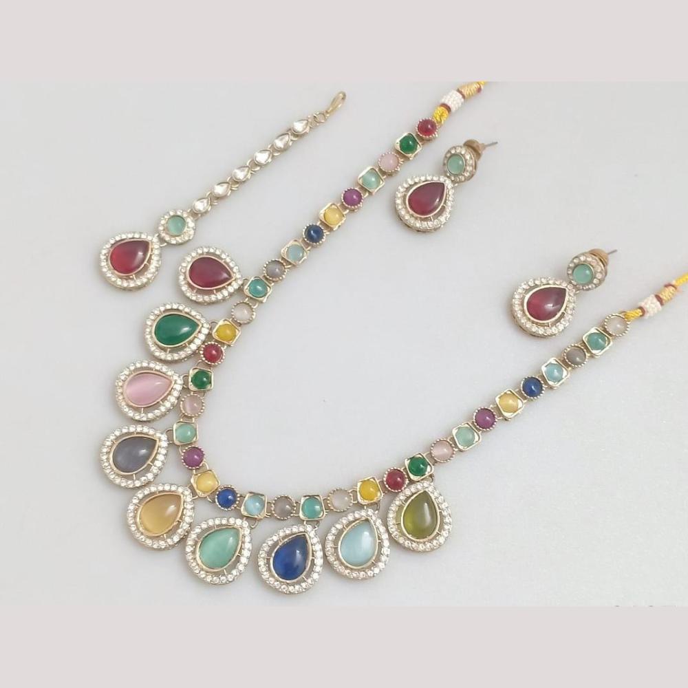 Kavita Art Traditional Austrian Stone And Pota Necklace Set
