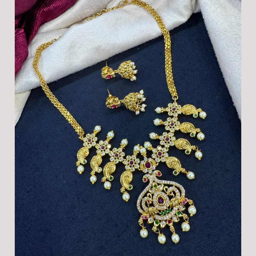 Kavita Art Traditional Austrian Stone And Pota Pearl Necklace Set