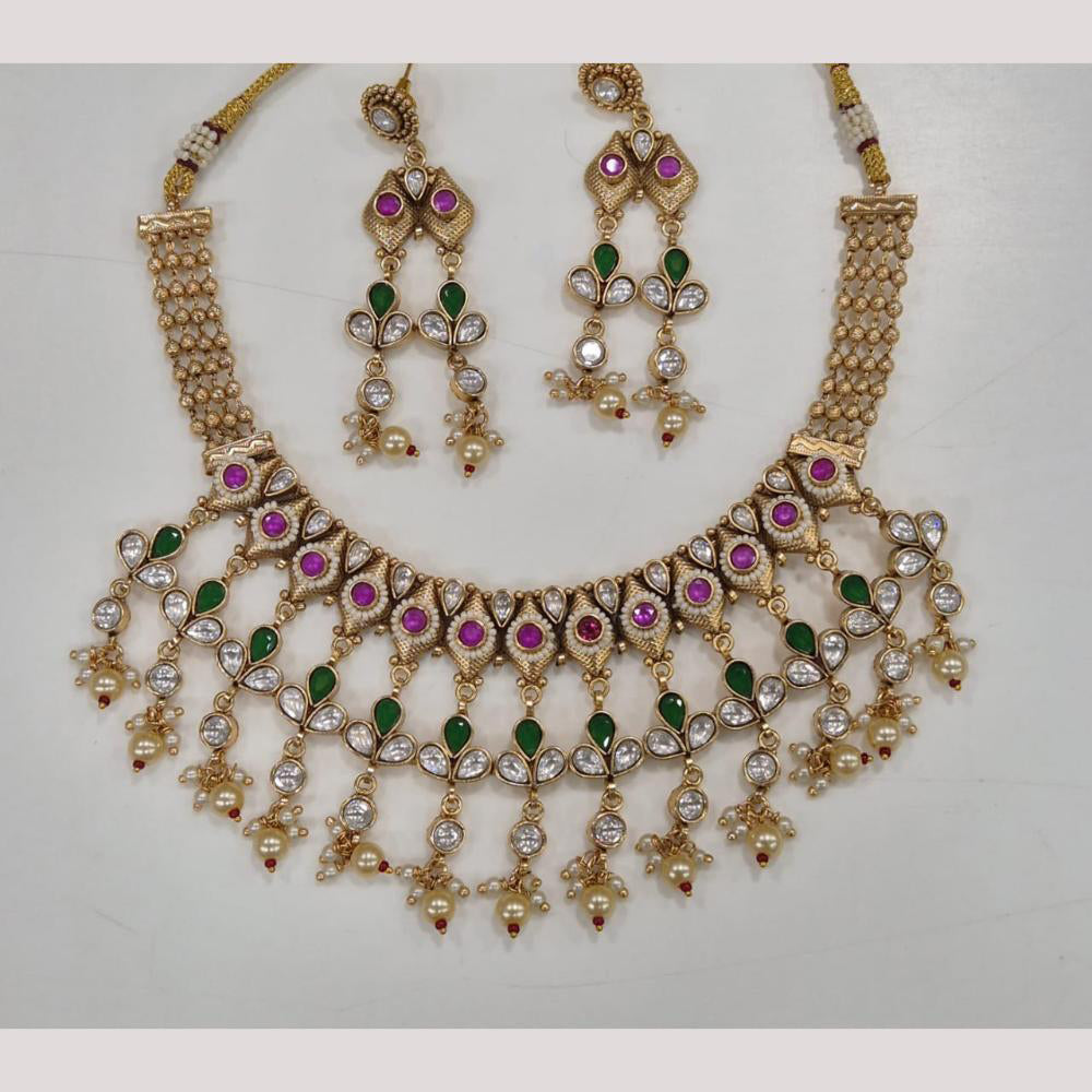 Kavita Art Traditional Pota Stone And Pearl Necklace Set