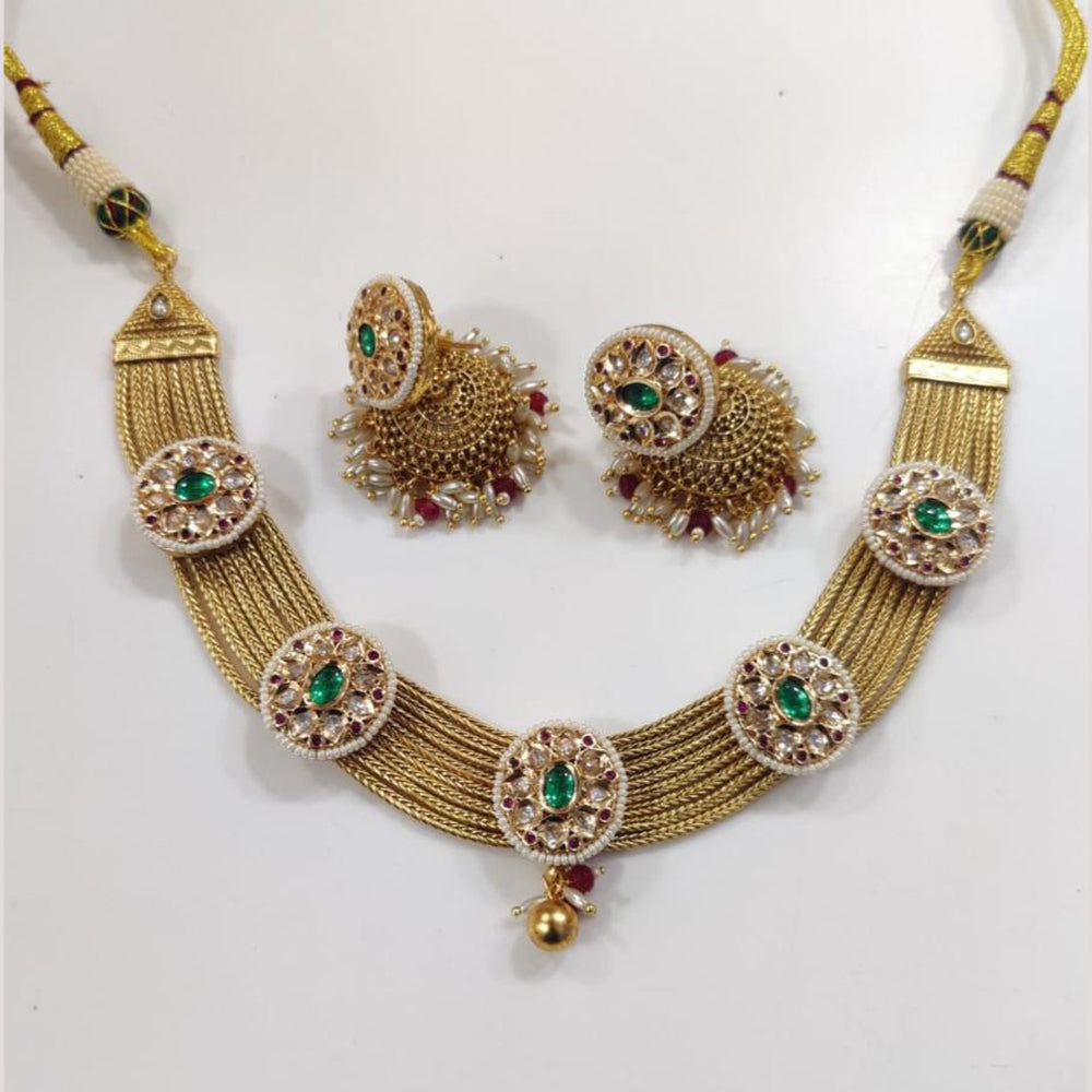 Kavita Art Traditional Pota Stone And Pearl Necklace Set
