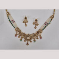Kavita Art Elegant Gold Plated Pota Stone And Meenakari Necklace Set  