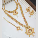 Kavita Art Gold Plated Pota Stone And Meenakari Double Necklace Set