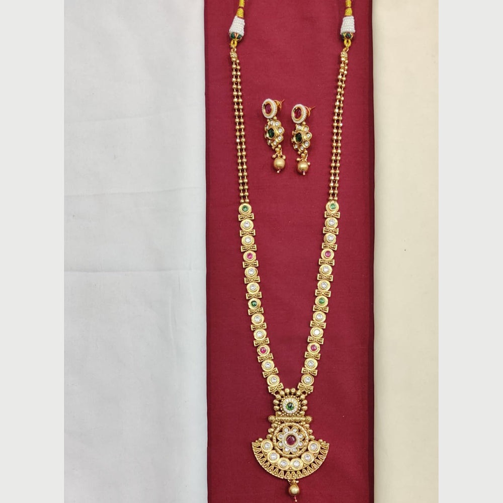Kavita Art  Fusion Look Long Necklace Set Traditional Pota Stone Trendy Style
