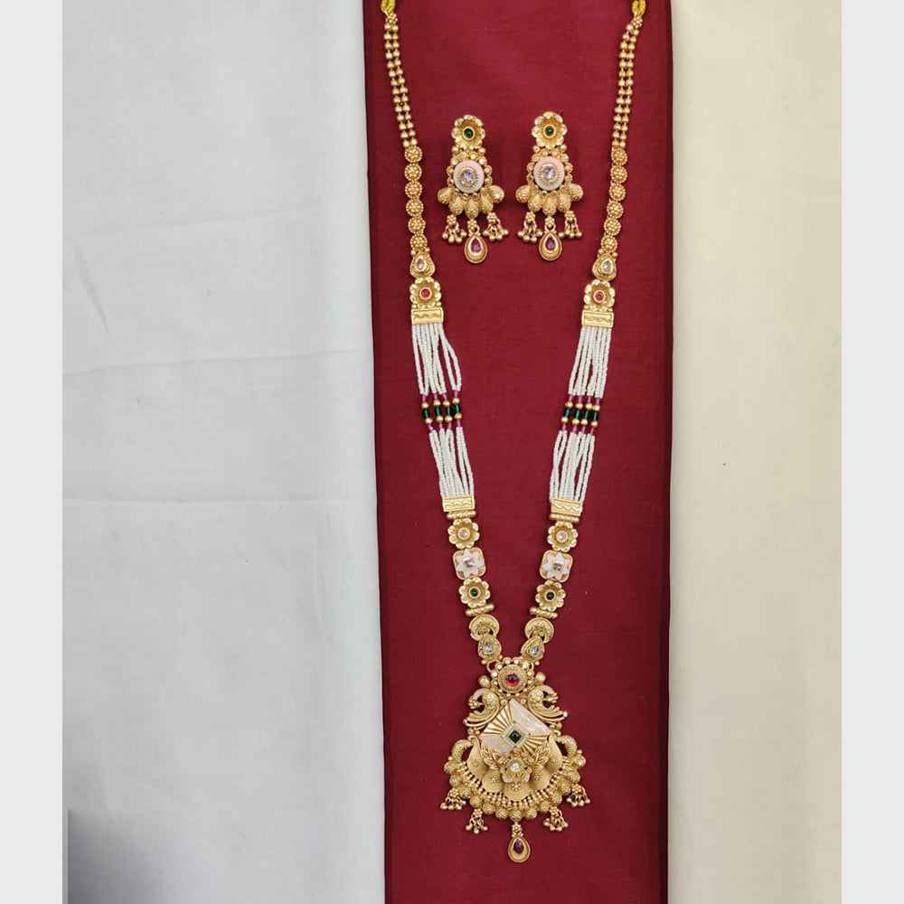 Kavita Art Meenakari Magic Long Necklace Set Adorned With Pota Stone And Pearl
