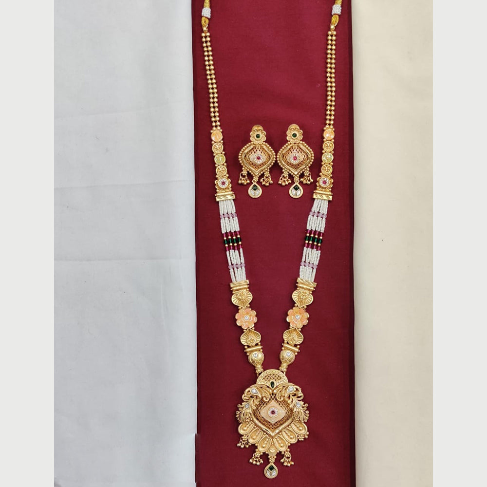 Kavita Art Ethinc Glow Pota And Pearl Long Necklace Set Shine At Every Occasion