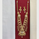 Kavita Art Indian Bridal Meenakari Long Necklace Set With Pota Stone 