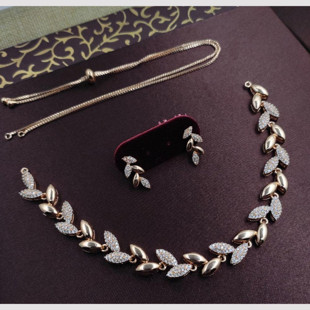 Kavita Art Designer Sparkling Leaf Pattern Austrian Stone Necklace Set