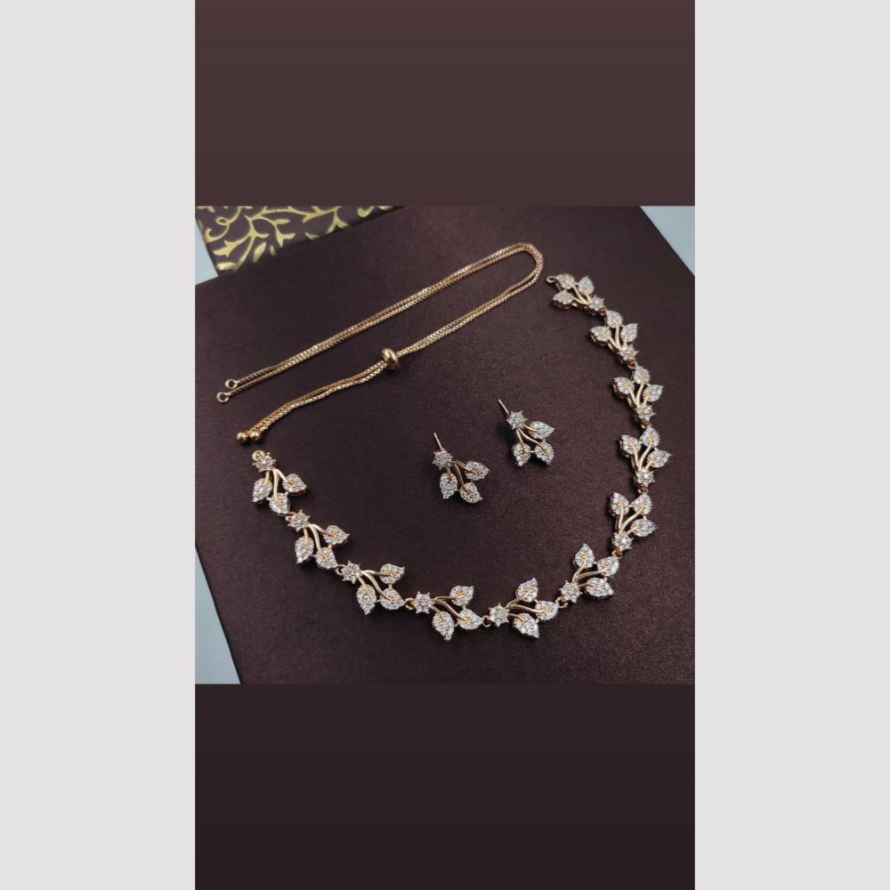 Kavita Art Designer Sparkling Leaf Pattern Austrian Stone Necklace Set