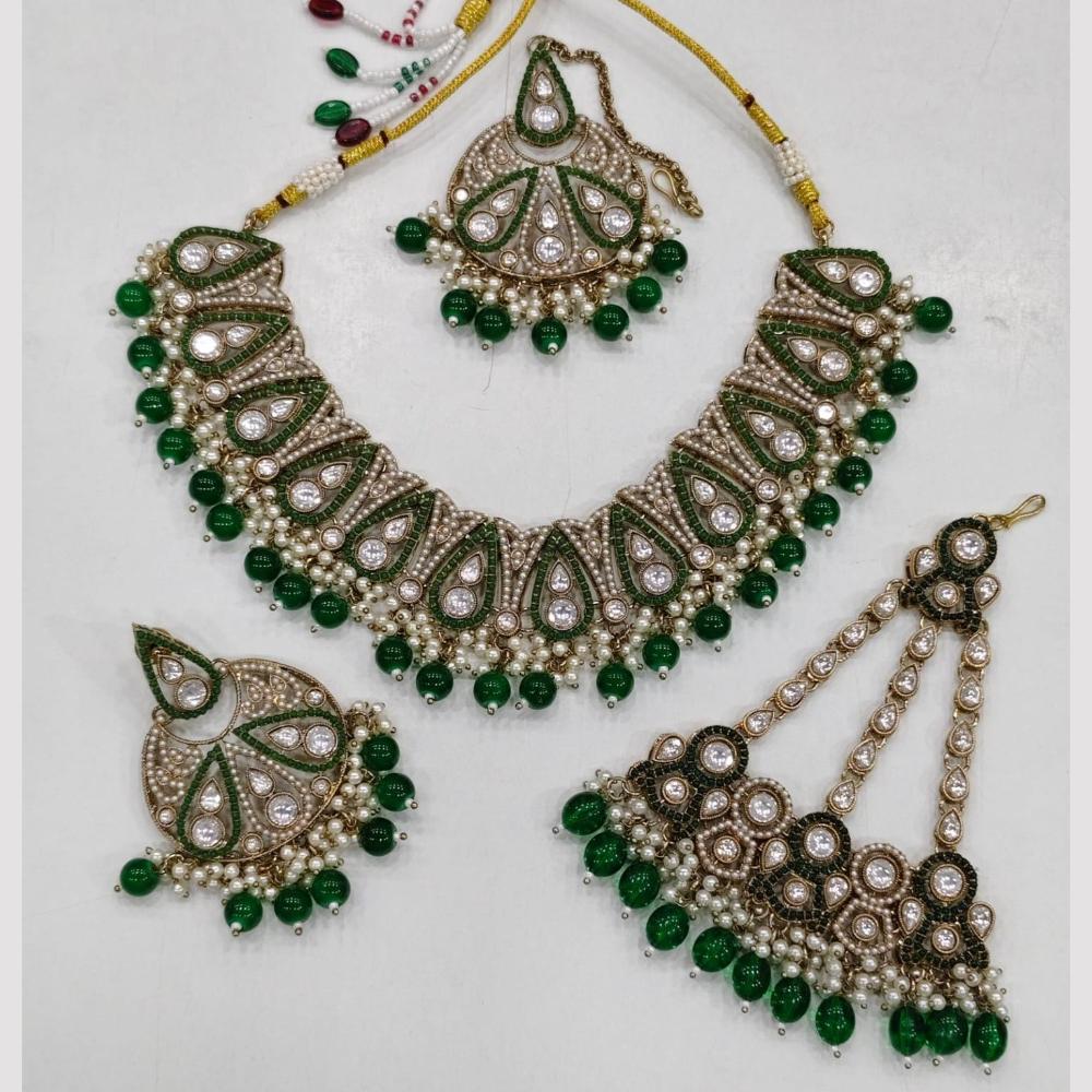 Kavita Art Antique Gold Finish Festive Crystal Stone Pearl And Beads Necklace Set