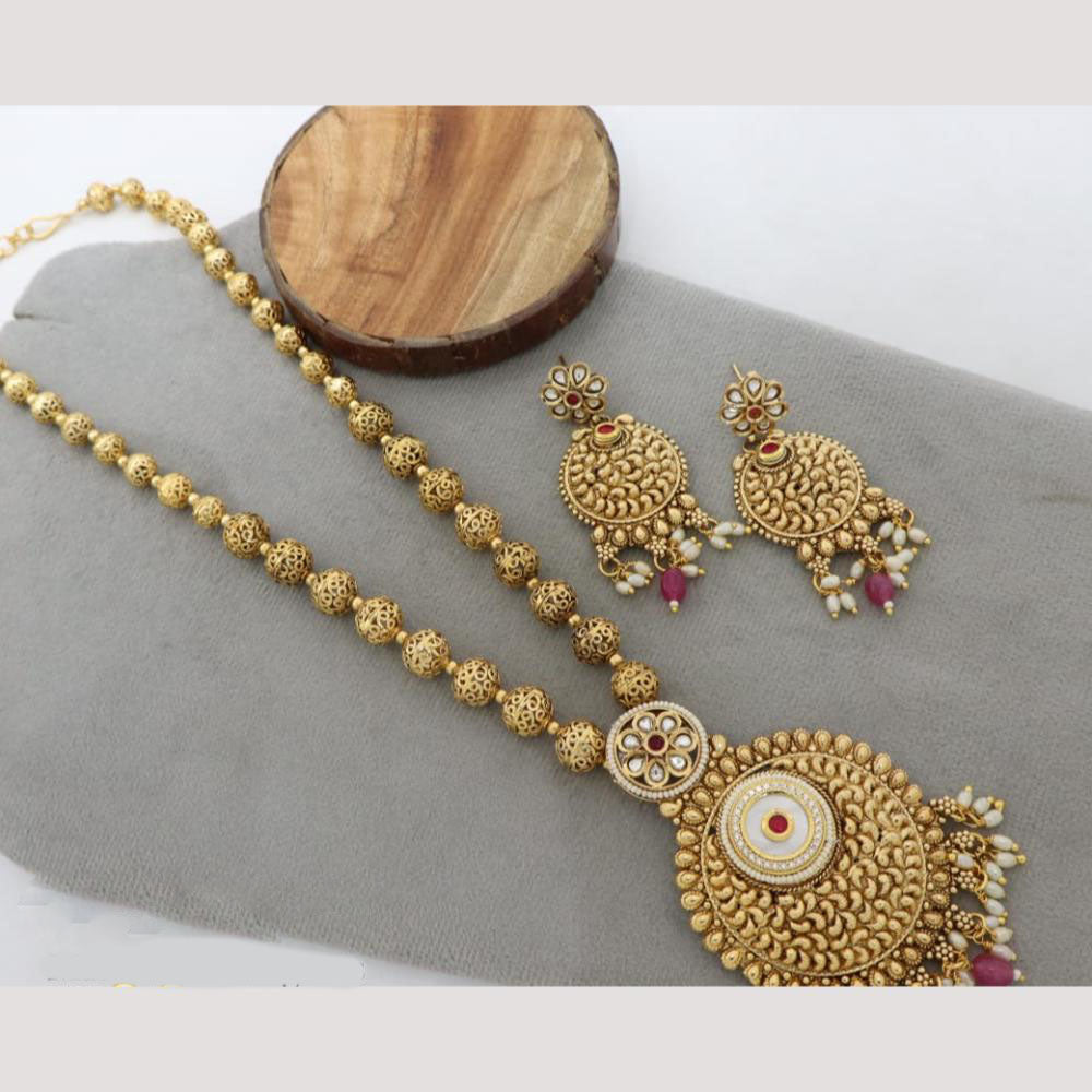 Kavita Art Premium Kundan & Pota Stone Necklace Set for Weddings