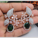 Kavita Art Sparkling Rose Gold Plated American Diamond Dangler Earrings for Party Wear