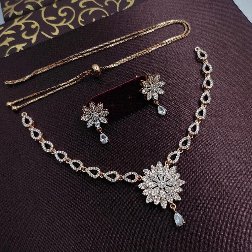 Kavita Art Glamorous American Diamond And Austrian Stone Necklace Set