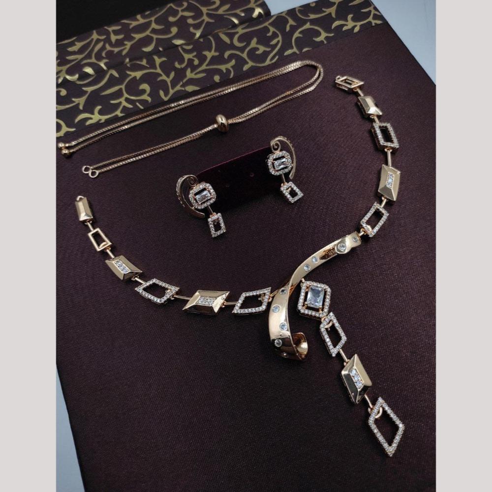Kavita Art Glamorous American Diamond And Austrian Stone Necklace Set