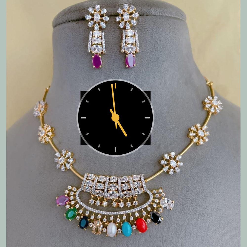 Kavita Art Glamorous American Diamond And Austrian Stone Necklace Set