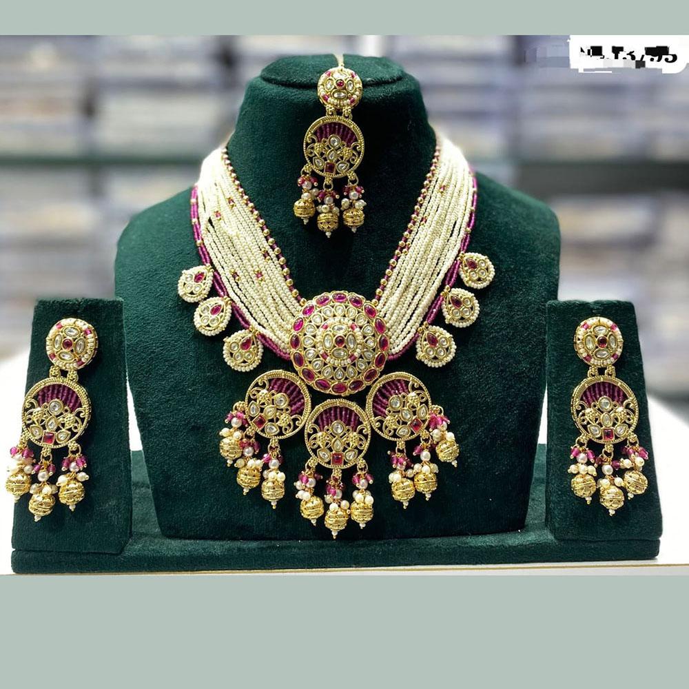Kavita Art Sparkling Kundan Stone And Pearl Necklace Set